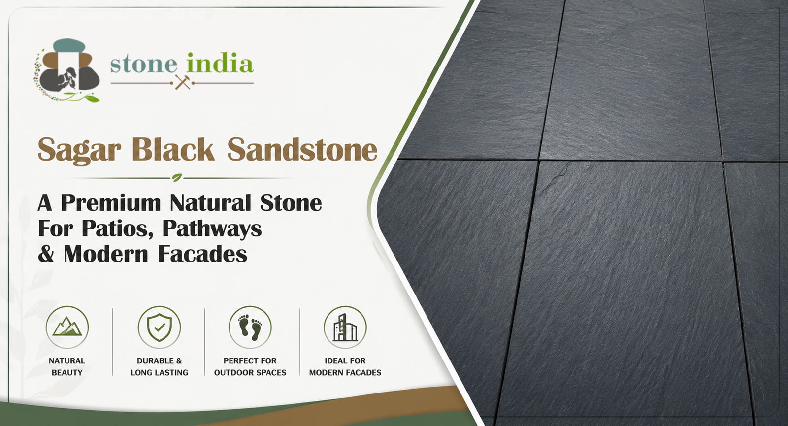 , Sagar Black Sandstone: A Premium Natural Stone for Patios, Pathways &amp; Modern Facades